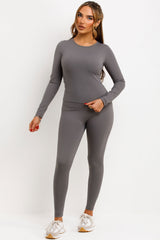 sports track top and seamless leggings two piece co ord set womens uk