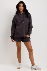 womens hoodie and shorts loungewear co ord set 