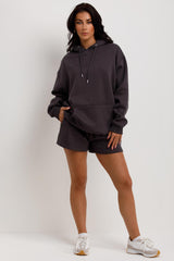 womens hoodie and shorts tracksuit loungewear co ord set