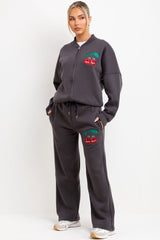 bomber sweatshirt and straight leg joggers tracksuit set mon cheri embroidery