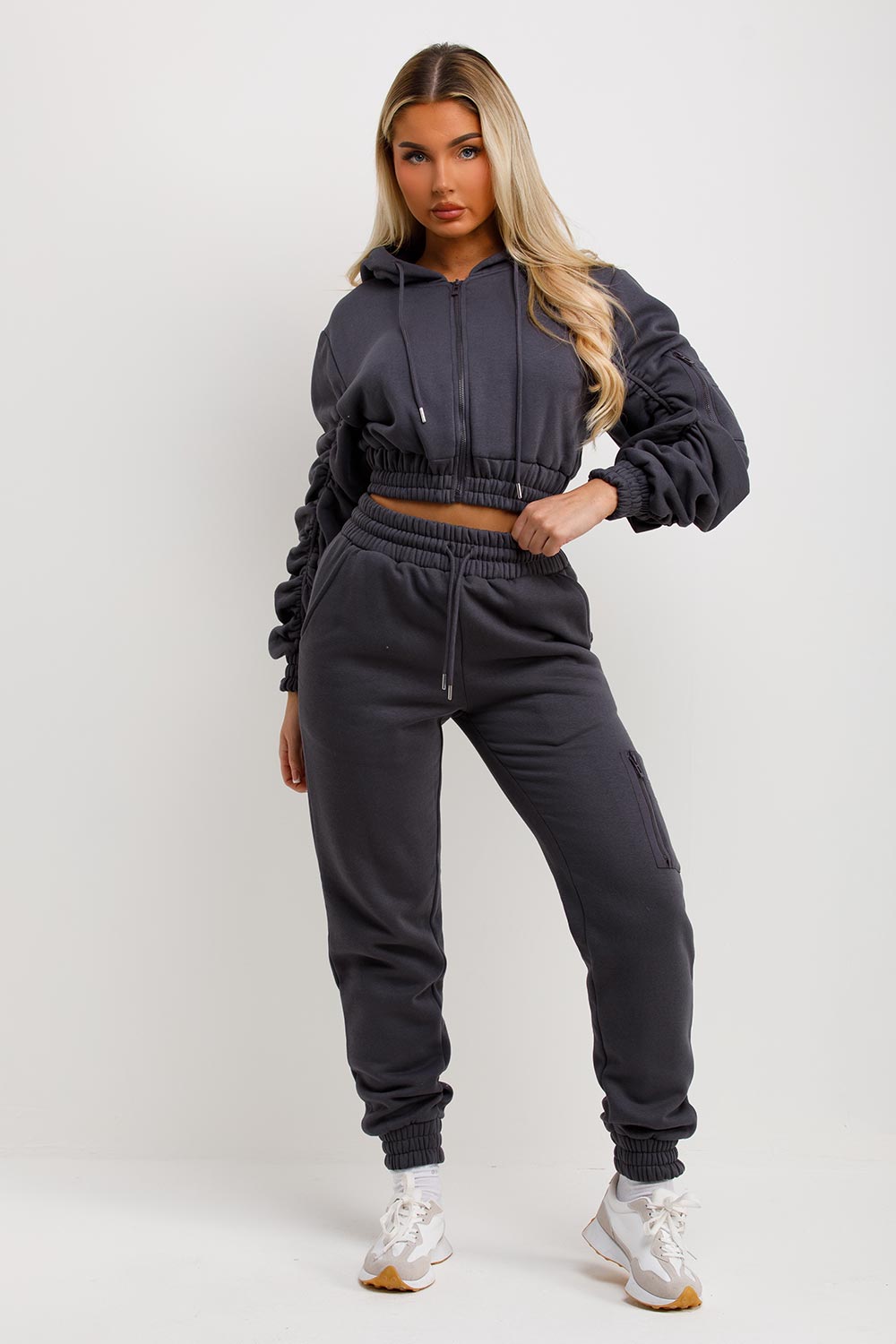 womens ruched tracksuit co ord set loungewear