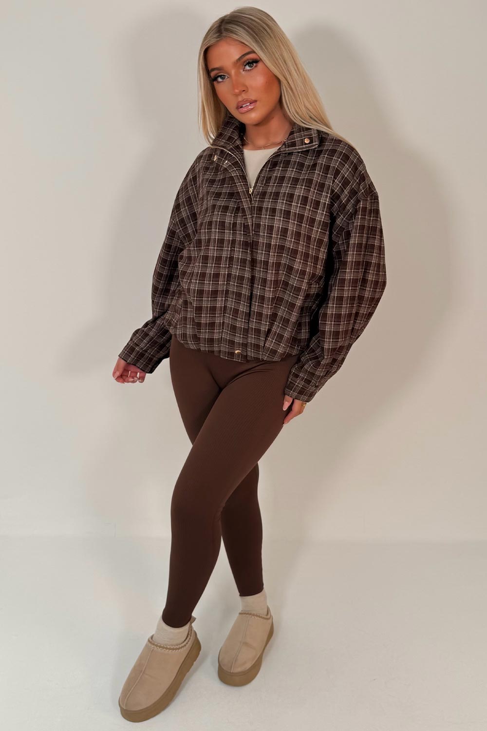 womens checked bomber jacket uk styledup