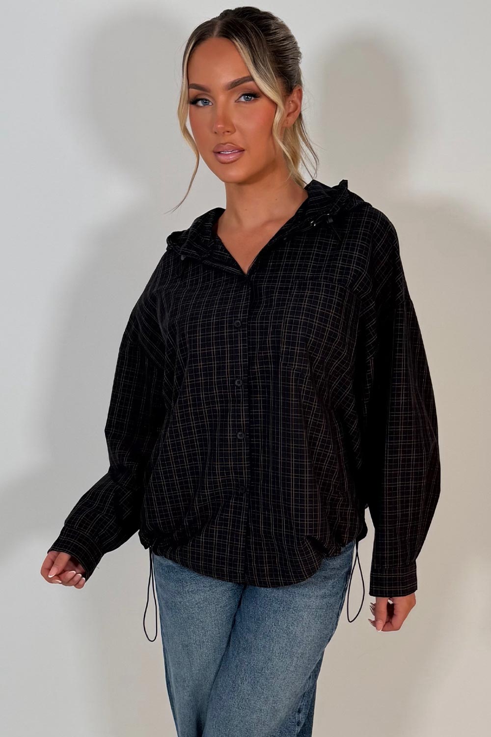 womens hooded checked jacket windbreaker festival outfit styledup