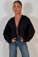 hooded checked jacket stradivarius uk