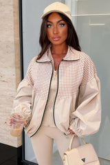 funnel neck check print jacket windbreaker for festivals raves styledup uk
