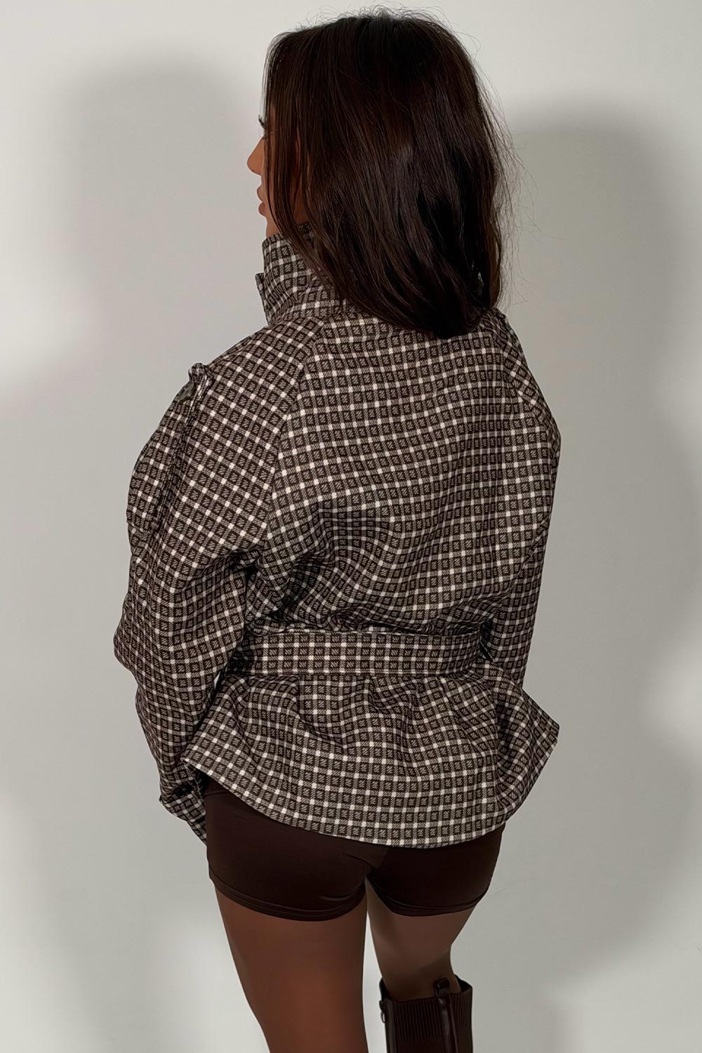 womens cropped jacket with funnel neck styledup uk