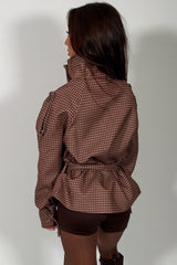 cropped checkered trench jacket with belt styledup uk