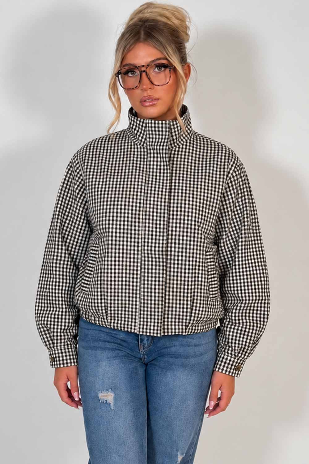 zara womens check jacket with long sleeves styledup uk