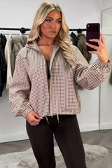 womens festival windbreaker checked jacket styledup uk