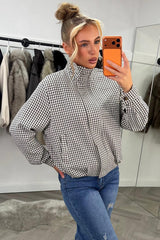 zara womens oversized check print bomber jacket with long sleeves