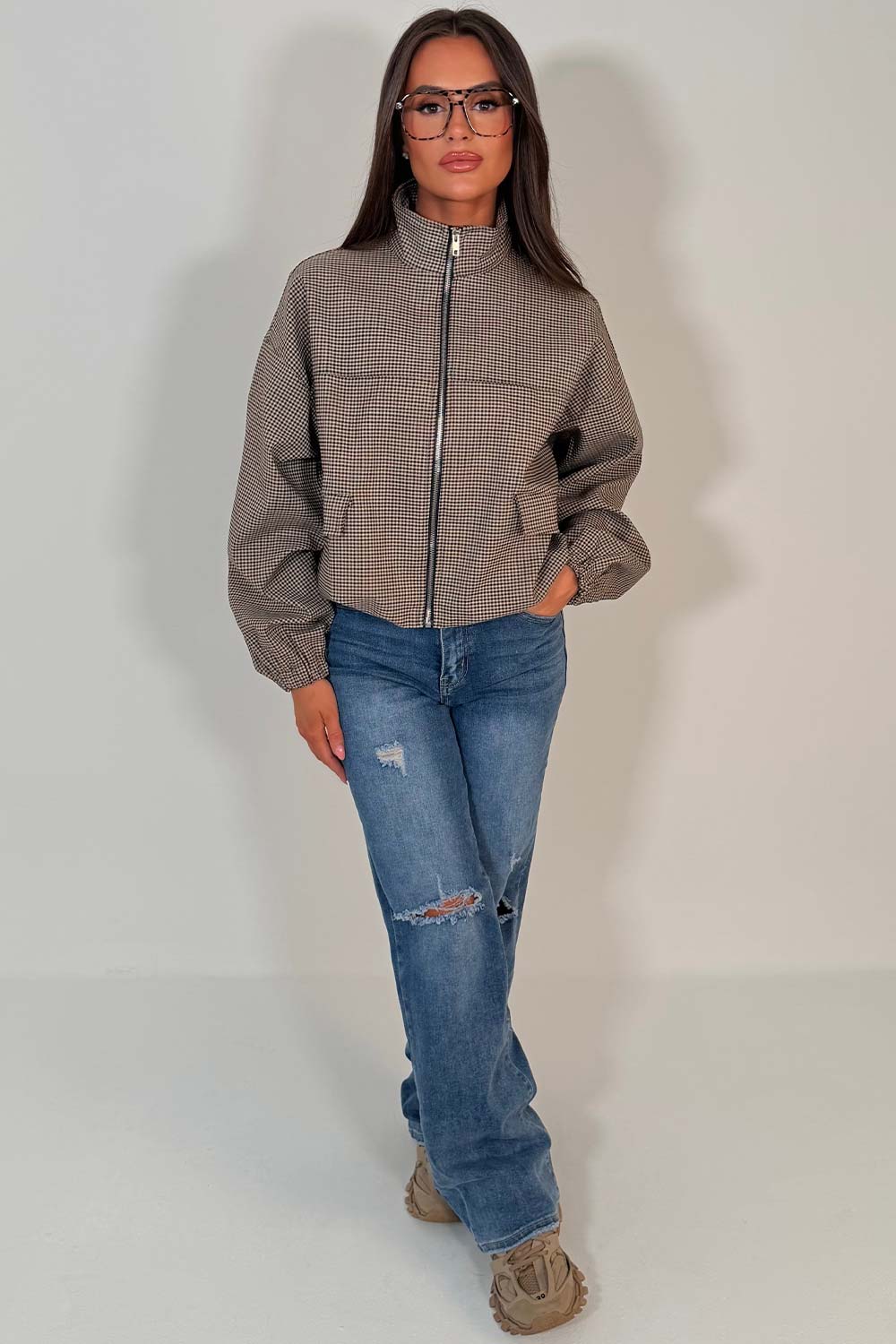 check bomber jacket oversized styledup uk