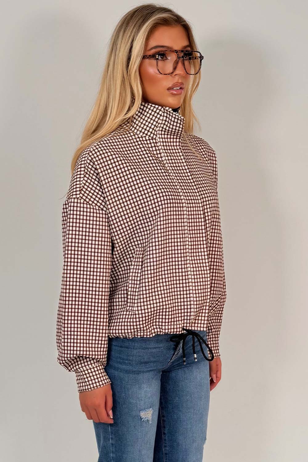 womens checked jacket festival windbreaker styledup uk