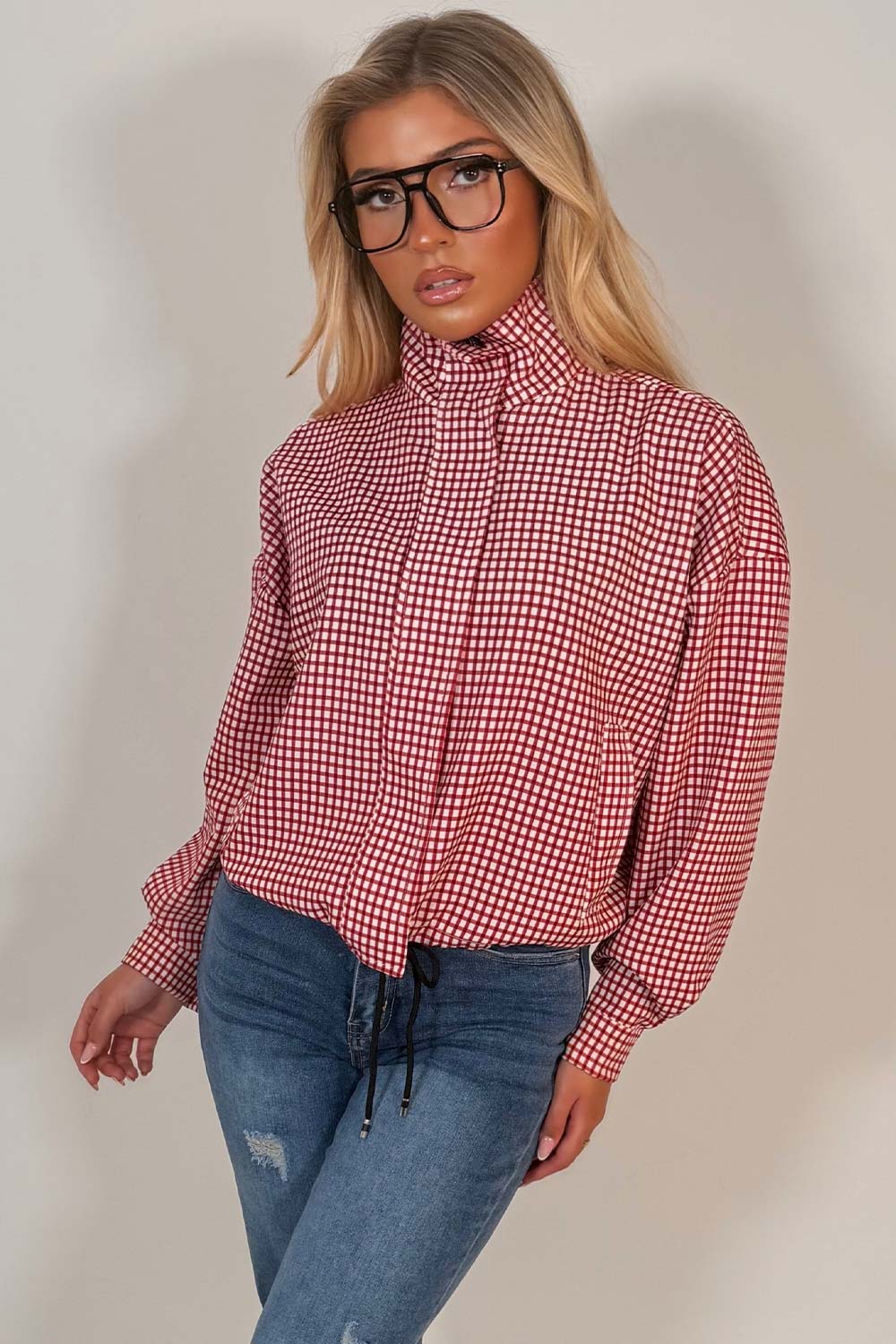 red checked jacket stradivarius uk