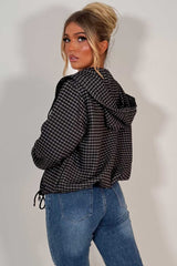 womens checked hooded jacket festival windbreaker styledup uk