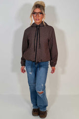 womens hooded windbreaker jacket check print stradivarius uk
