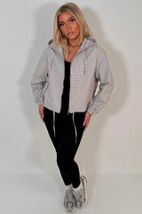 womens check print hooded jacket styledup uk