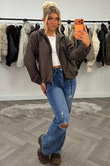 womens festival windbreaker checked jacket styledup uk