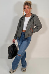 womens stradivarius checked jacket with hood sale styledup uk