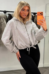 womens hooded check jacket styledup uk