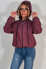 stradivarius checked jacket with hood womens uk