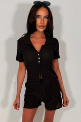 womens summer holiday shorts and top two piece co ord set travel outfit zara uk