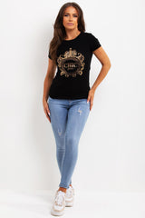 chic paris gold sequin t shirt black