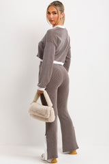 womens rib knit jumper and trousers lounge set co ord 