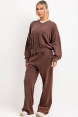 stone washed womens zara bomber sweatshirt and straight leg joggers loungewear set faded