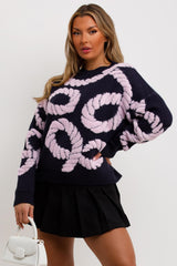 womens knitted jumper with rope detail