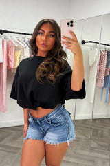 womens short sleeve baggy top with gathered hem summer holiday airport outfit styledup uk whitefox sale