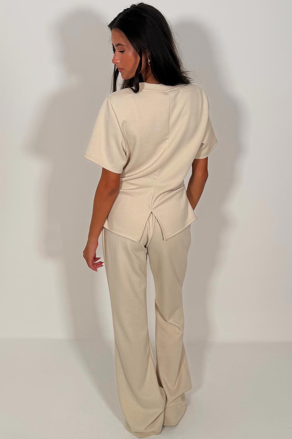 cinched waist fitted top and trousers two piece co ord womens everyday travel outfit styledup uk