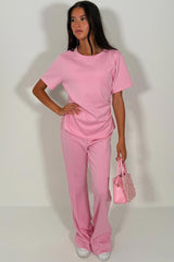 gathered top and trousers two piece co ord set styledup uk womens summer holiday lounge set 
