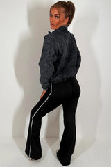 zara womens crop bomber jacket acid wash 