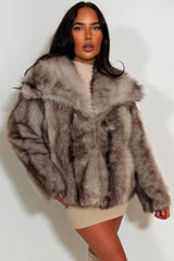 faux fur jacket for womens with collar styledup