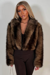 zara womens faux fur jacket brown colour way uk