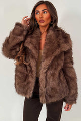 womens faux fur collared jacket tan styledup