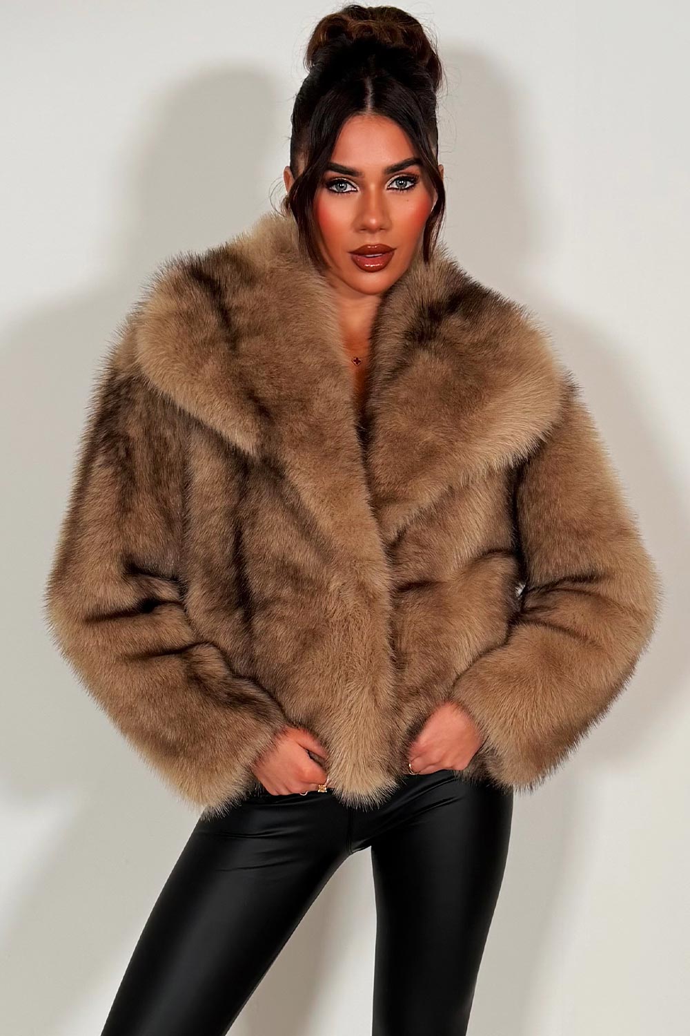 faux fur jacket with collar styledup uk