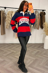 oversized harvard slogan sweatshirt striped jumper styledup 