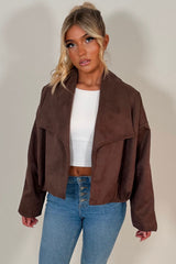 faux suede bomber jacket with collar styledup uk