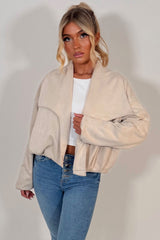womens faux suede bomber jacket styledup uk