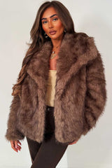 womens tan fur jacket with collars styledup