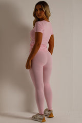 womens sculpt body contour leggings and short sleeve top co ord set skims uk