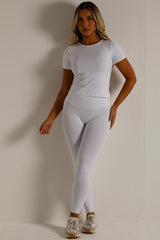 womens sculpt body contour leggings and short sleeve top co ord set skims uk