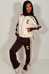 womens zip up sweatshirt and wide leg joggers tracksuit styledup