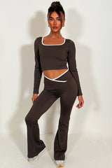 high rise flared yoga pants and long sleeve top co ord alo yoga uk