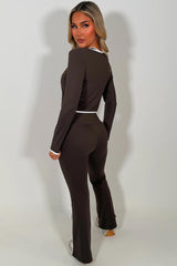 zip up sports jacket and scrunch bum flare pants 3 piece set matching outfit gym activewear styledup