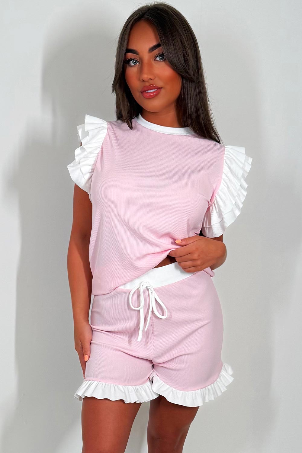 ruffle top and shorts co ord set womens festival rave outfit styledup