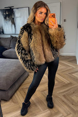 womens faux fur contrast coat for winter styledup