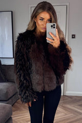 womens long sleeve short plush fur coat styledup uk