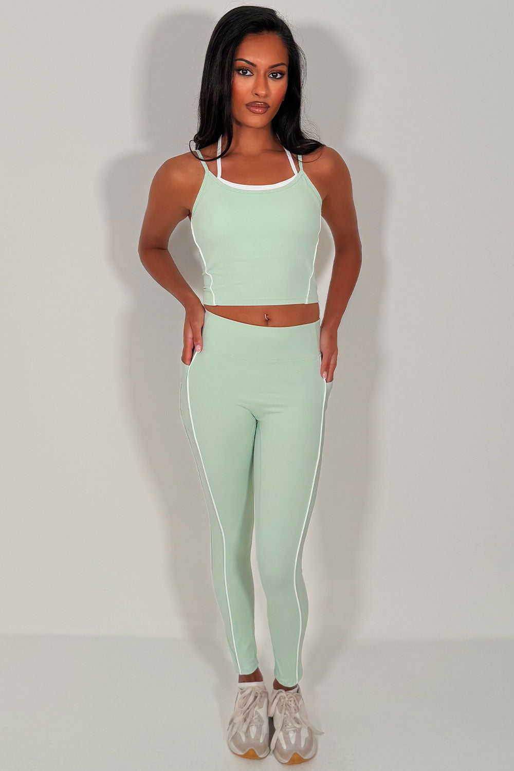 alo yoga airbrush high waist legging & double up bra top two piece matching set uk sale styledup fashion uk sale
